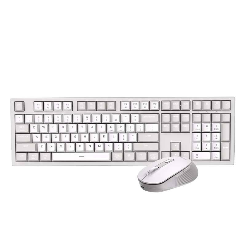 AUSDOM KAM200X Wireless Keyboard And Mouse Combo, Quiet Office Keyboard And Mouse Set, Convenient 2.4G Mechanical Feel, Compatible with Desktop Computers And Laptops, 110 Keys, Moonlight White