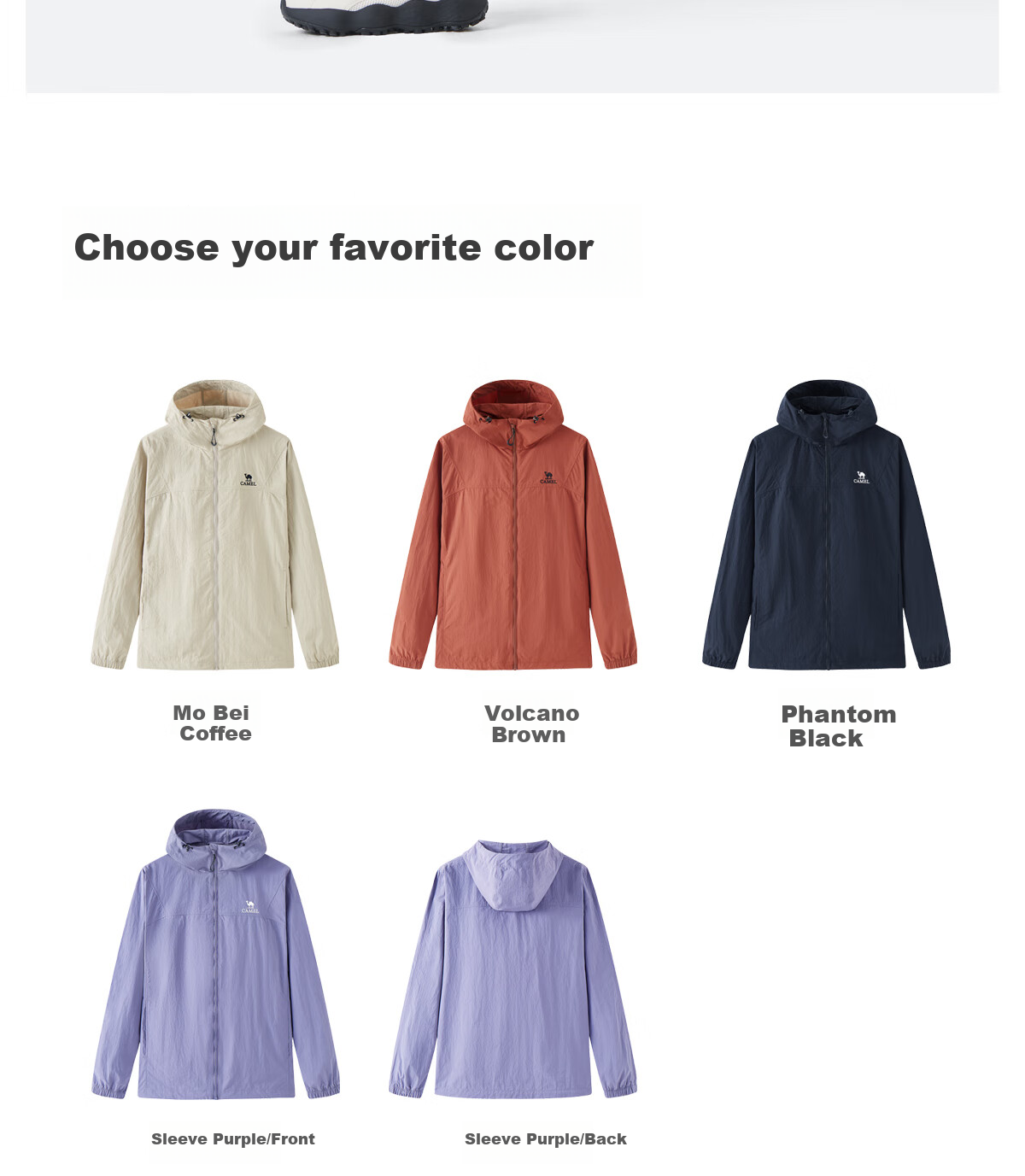 CAMEL Men's Jacket for Men And Women, Spring Outdoor Water-Repellent Oil-Resistant Ice-Feel Couple Hooded Coat M35BA6V062 39