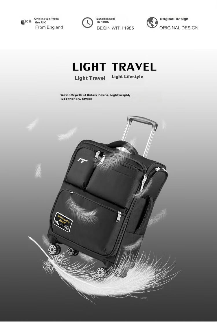 INTERNATIONAL TRAVELLER British IT Suitcase, Travel Luggage with Wheels, Ultra-Light Carry-On Soft Case, 20-Inch, Model 1157, Black 2