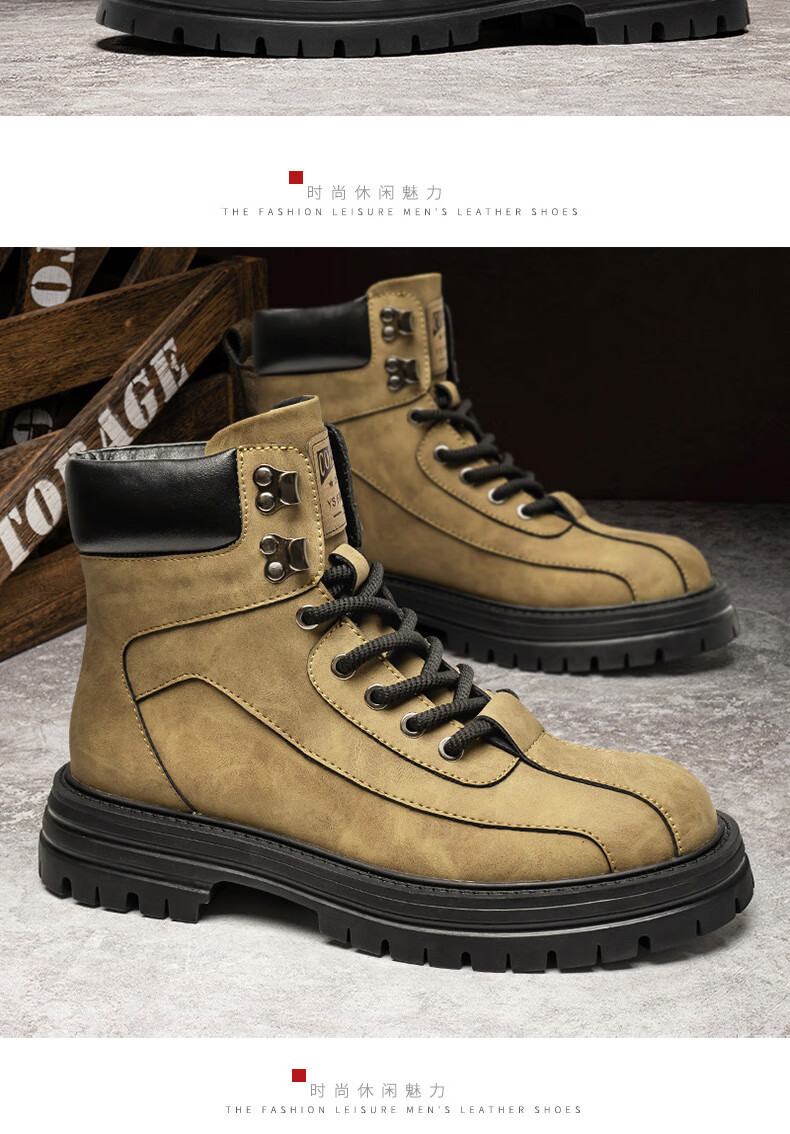 Bull Family Martin Boots Men Autumn Winter New British Style Men's Boots Thick Sole Genuine Leather Work Boots Men 11