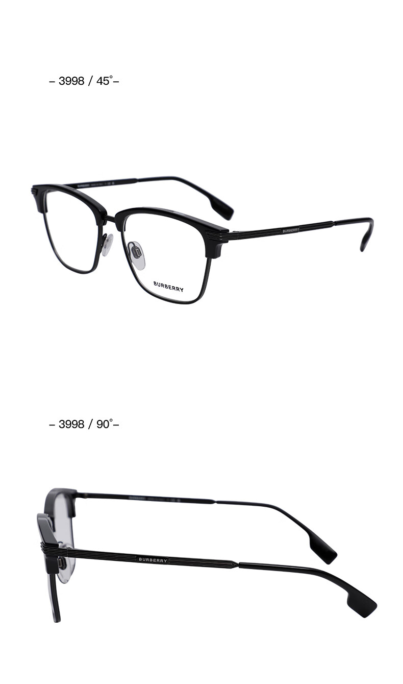 BURBERRY Prescription Eyeglass Frames, BURBERRY Optical Frames, Semi-Rimless Glasses Frame, Unisex Style 2359 3001 4