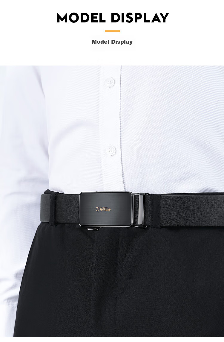 Goldlion Men's Automatic Buckle Belt, Business Waistband Gift Box, Top-Grain Leather Fashion Trouser Belt, Birthday Gift 12