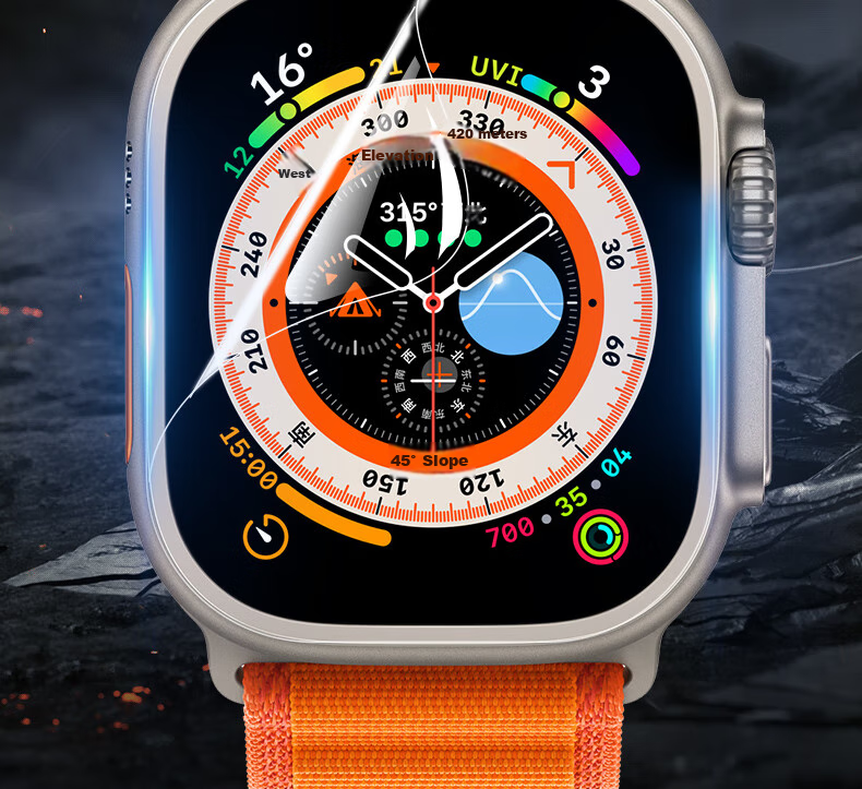 ESCASE Apple Watch Ultra Protective Film, Hydrogel Coating, Full Screen Protection, Anti-Scratch, Anti-Fingerprint, Shockproof, for Apple Watch Ultra 3/2/1, 49mm, 2-Pack 2