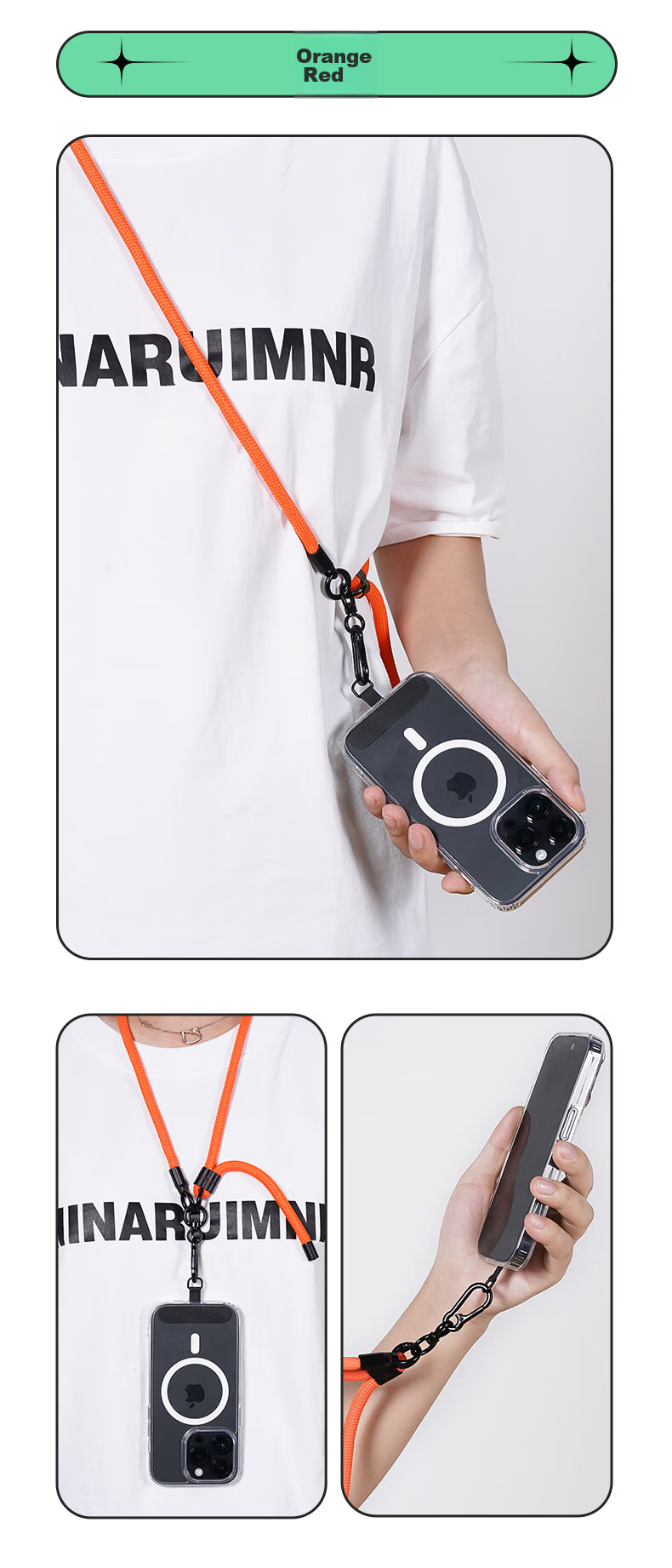 BIAZE Phone Lanyard, Neck Strap Crossbody Wearable Outdoor Anti-Theft Cord for Sports Travel Hiking Camera Phone Chain Strap Suitable for Apple 17 Huawei Phones And Others, SP2 China Red 8