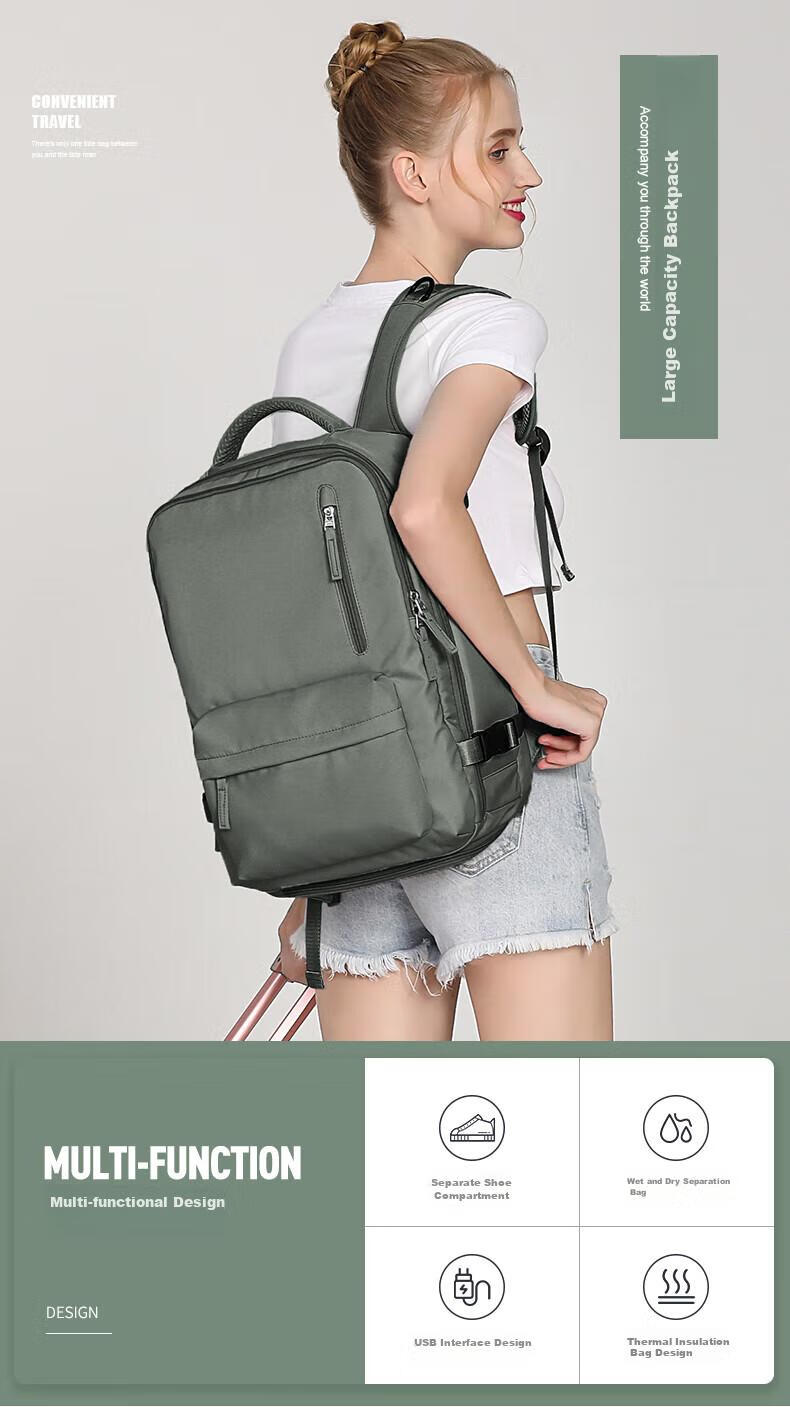 Landcase Backpack, Travel Bag for Women, Large Capacity, Shoulder Bag, Business Trip Bag, Laptop Bag for Men, 5162 Dark Green, Large Size 1