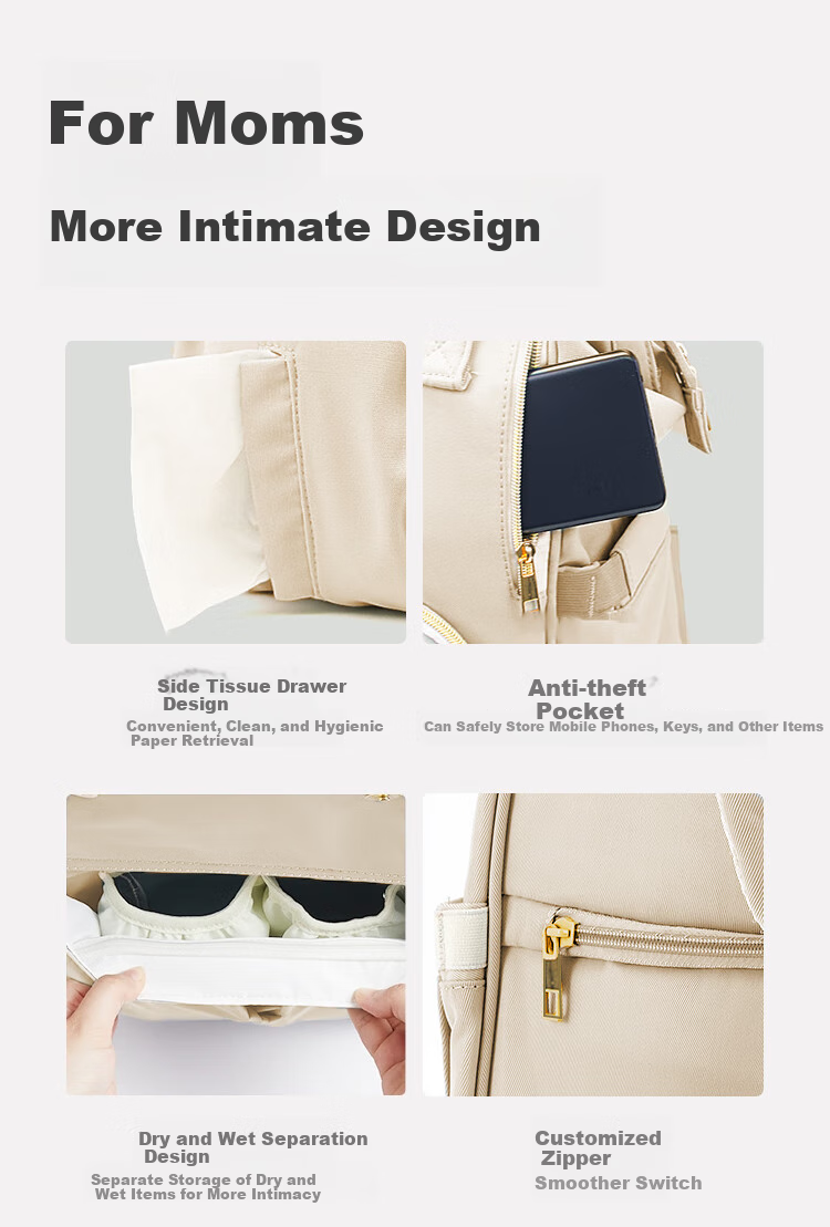 Aibaoshi Mommy Bag Backpack Multifunctional Breast Milk Bag Large Capacity Lightweight Outdoor Maternity Bag Dad Bag Khaki Fabric M400 6