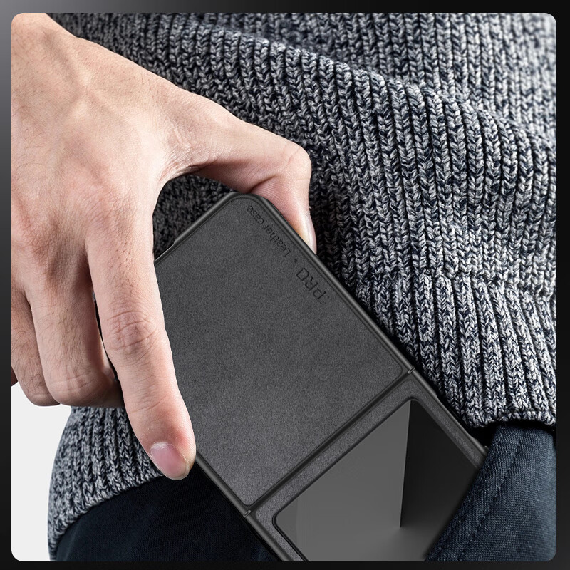 Чехол для Samsung Galaxy Z Flip6, кожаный, складной, противоударный, для мужчин и женщин, графитовый серый