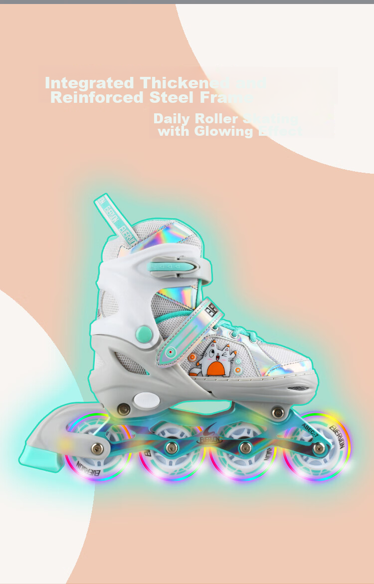EVERVON Roller Skates for Children EV088, Boys And Girls Eight-Wheel All-Light Roller Skates with Protective Gear, Size S Fits 30-33 Inches 3