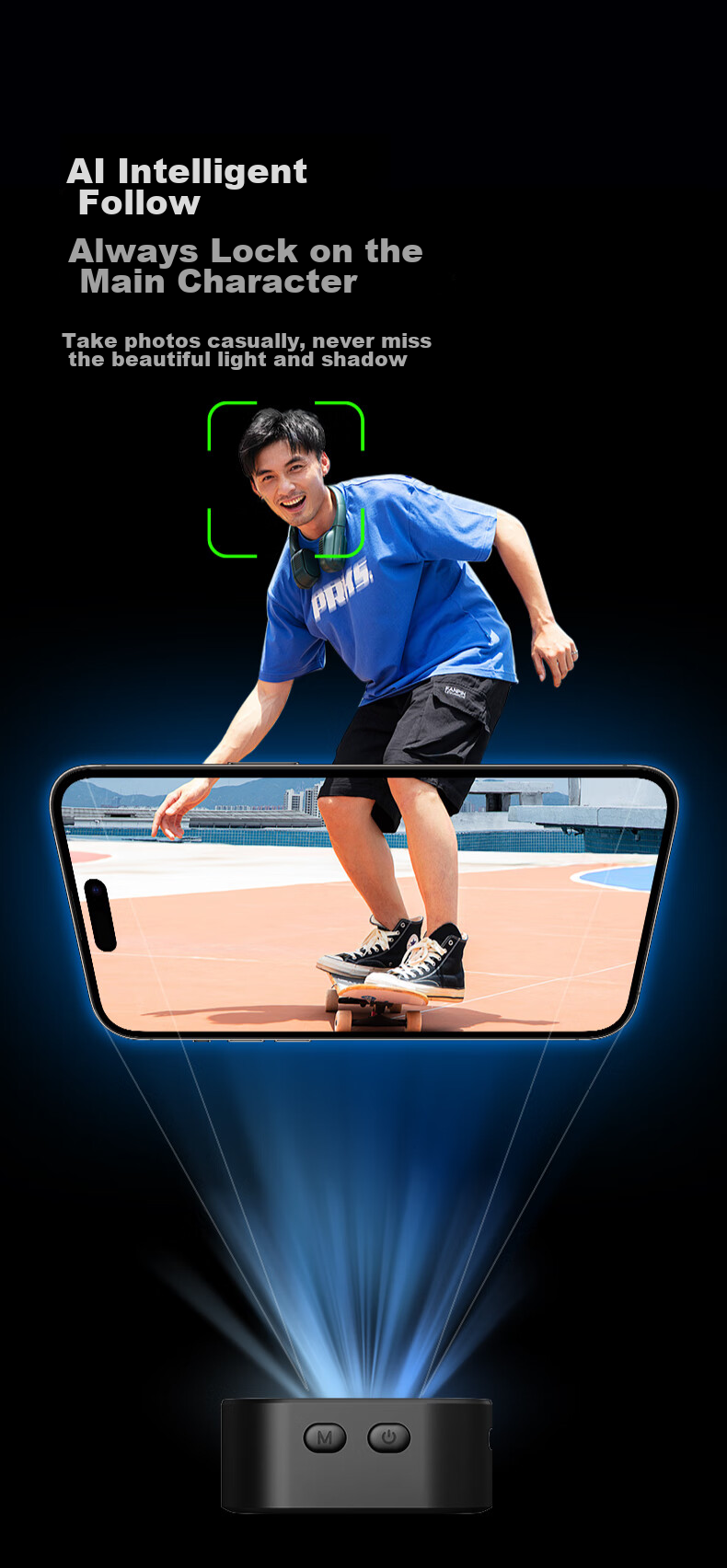 Aochuan Smart XE AI Smartphone Stabilizer with Face Tracking Selfie Stick, Multi-Functional Anti-Shake Shooting Handheld Stabilizer for Live Streaming, Follow-Up Shooting And Travel 5