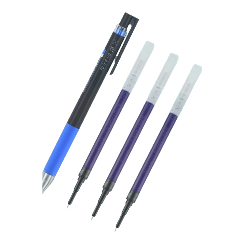 PILOT JUICE UP Retractable Blue Gel Pen 0.5mm Signing Pen Water-Based Pen for Students' Exams And St Practice, Stationery Set: 1 Pen + 3 Refills