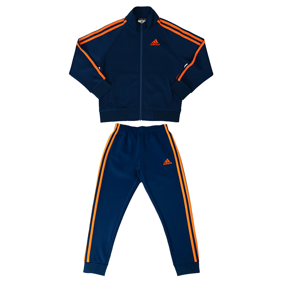 Adidas Children's Lightweight Sportswear Set, Classic Three-Striped Casual Jacket And Pants, Blue/orange, 116