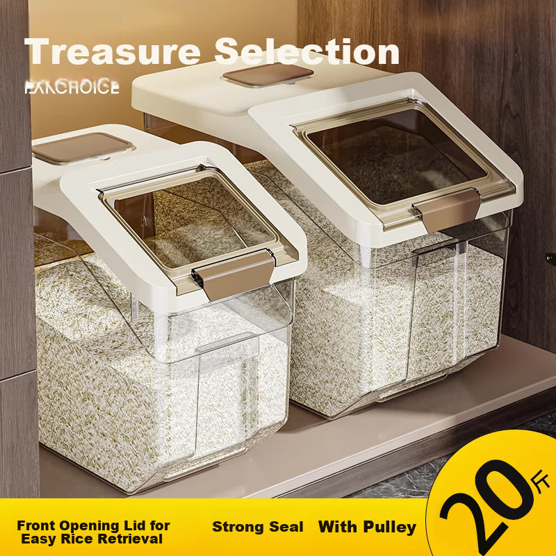 PAKCHOICE Food-Grade Rice Container for Home Use, 2026 New Model, Anti-Insect And Moisture-Proof, Built-In Design, Large Capacity Rice And Flour Storage Bin with Wheels