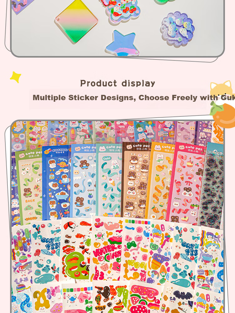 Sannianerban Guka Complete Material Kit, DIY Tool Set for Making Guka Cards, Stickers, Posters, Cards, Value-Packed Customizable DIY Planner, Birthday Gift for Boys And Girls [Round Bucket Set of 174 Pieces] Party Favor 4