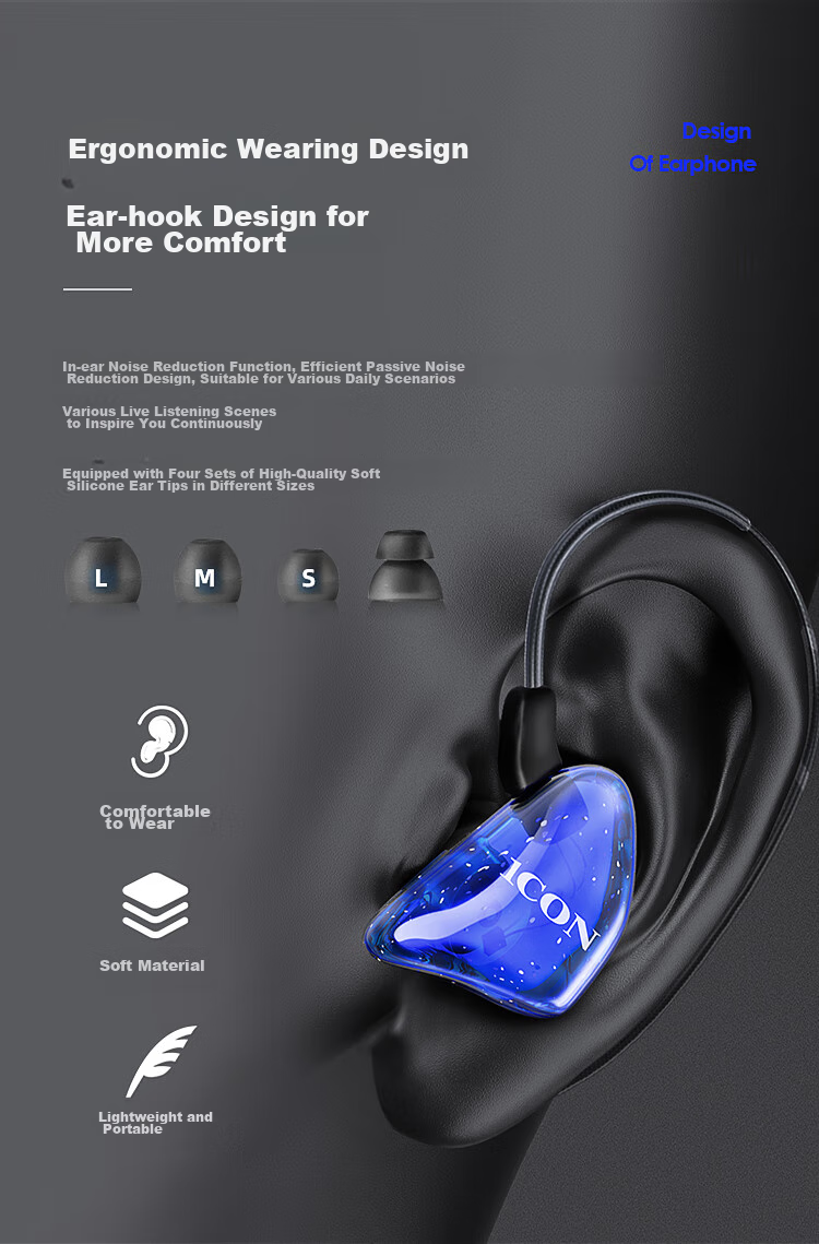 Aiken Scan7 In-Ear Monitoring Headphones, Blue, Wired Earbuds for Live Streaming And Broadcasting, with 3-Meter Cable, for Mid to Low Frequency Monitoring 6