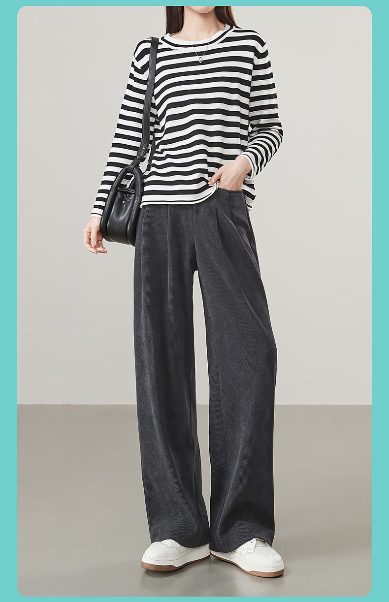 ESE-Y Wide-Leg Pants for Women, Spring 2025, High-Waisted Slimming Straight-Leg Glutinous Rice Pants, Black, Size 27 13