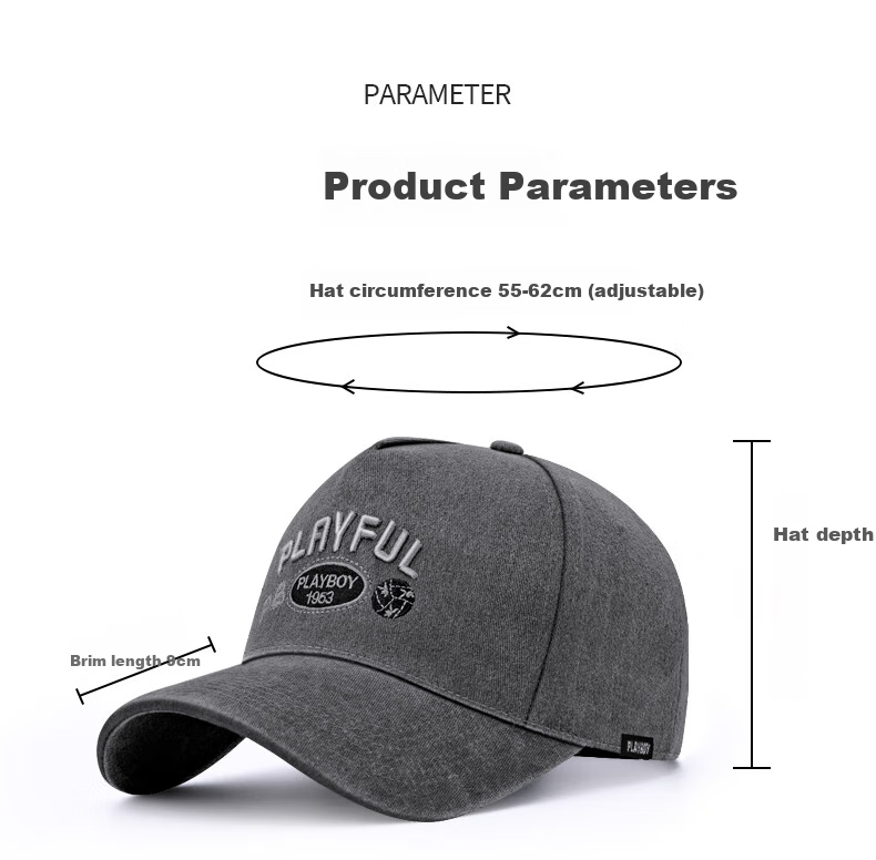 PLAYBOY Baseball Cap for Men, Spring Summer All-Season Casual Versatile Sun Protection Travel Visor Hat Outdoor UV Protection Cap for Middle-Aged Me 10