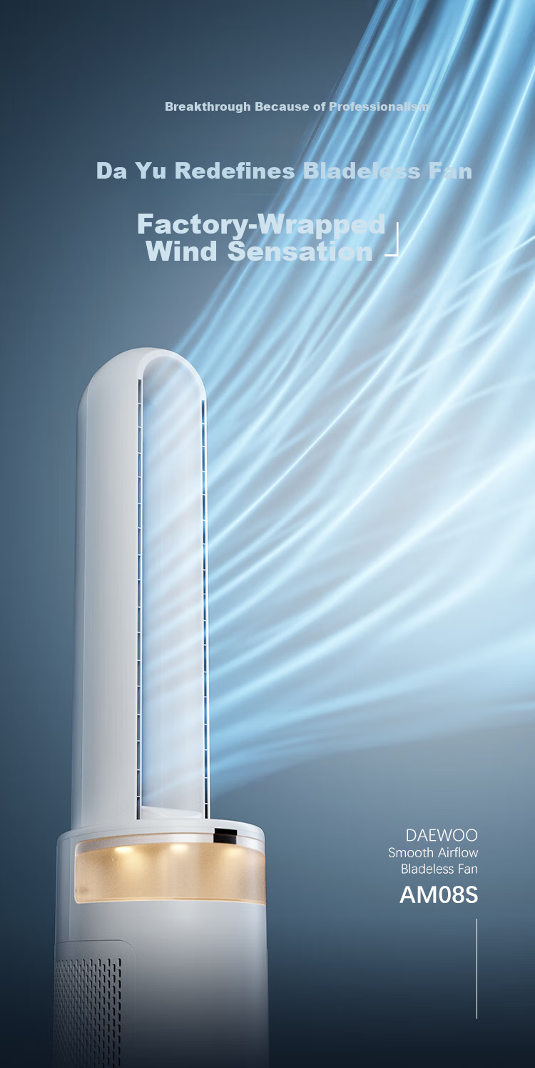 DAEWOO [Little Dolphin] Mother And Baby Grade Purifying Bladeless Tower Fan, DC Inverter Quiet Natural Gentle Wind Wide-Angle Oscillating Ambient Light Floor Fan, AM08S Mid-Autumn Festival Gift 3