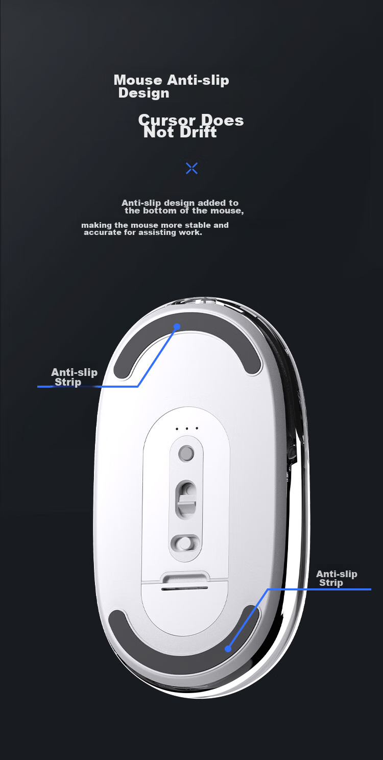 AUSDOM F01 Mouse, Bluetooth Wireless 2.4G Dual-Mode Transparent Mouse, for Home And Office Use, Rechargeable, Computer Laptop Silent White Light, High Aesthetic Value for Women, G04 Recommended Crystal White 7