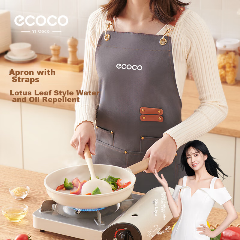 Ecoco Waterproof Apron, Kitchen Work Uniform, Home Use Oil-Proof And Dirt-Resistant Cooking Full Apron, Catering Apron E2302