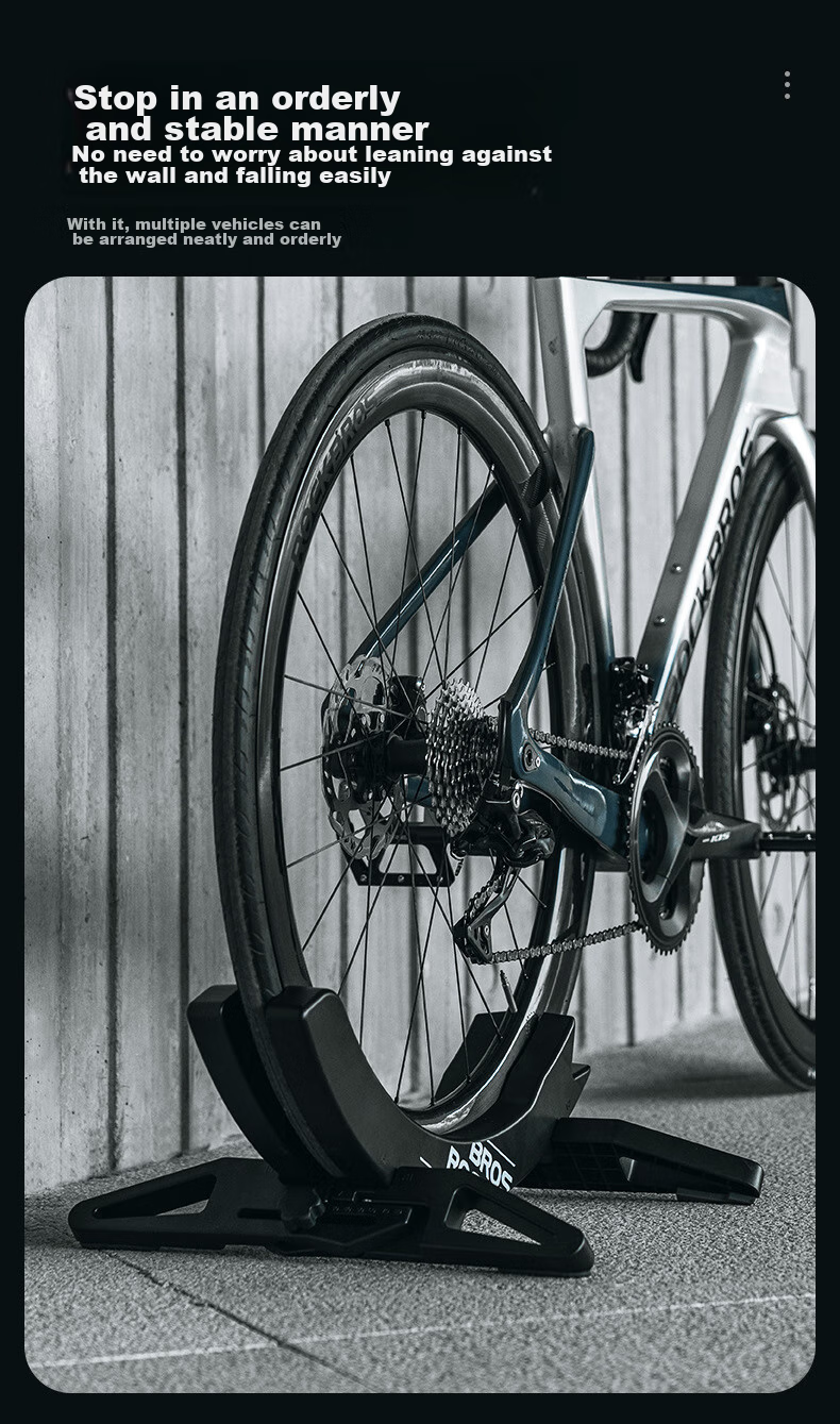 ROCKBROS Road And Mountain Bike Parking Rack, Display Stand, Adjustable Foot Support, Home Use, Black 10