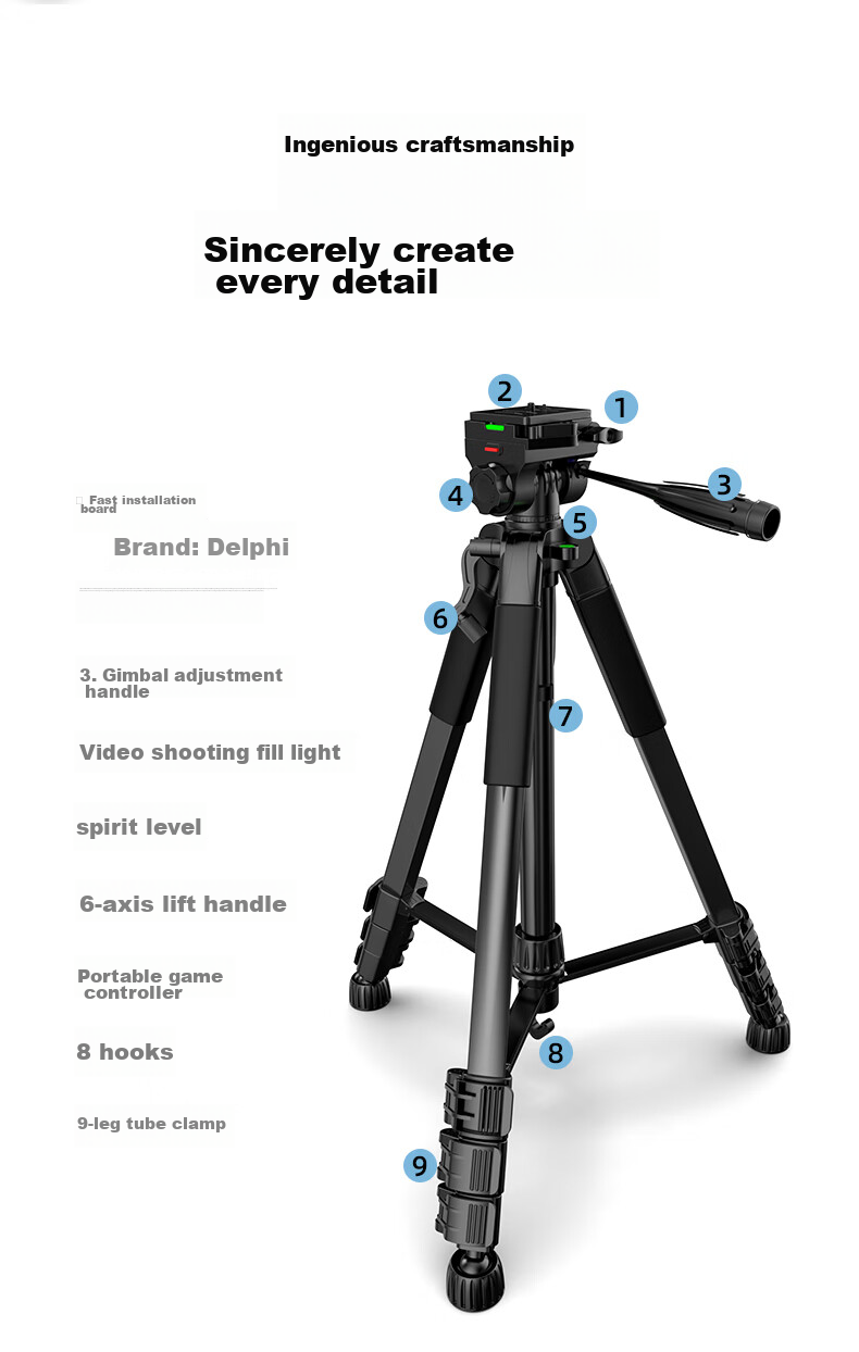 JIAHUACAI Tripod for Smartphones, Cameras, Mirrorless Cameras, DSLR, Sony, Canon Photography And Videography, Horizontal And Vertical Shooting Stabilization, Indoor Selfie, TikTok Live Streaming, Short Video, Outdoor Portable Stand 19