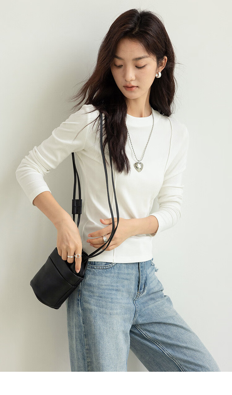 Dme [Soft And Comfortable Inner Layer] Spring And Autumn Versatile Round Neck Base Shirt for Wome 10
