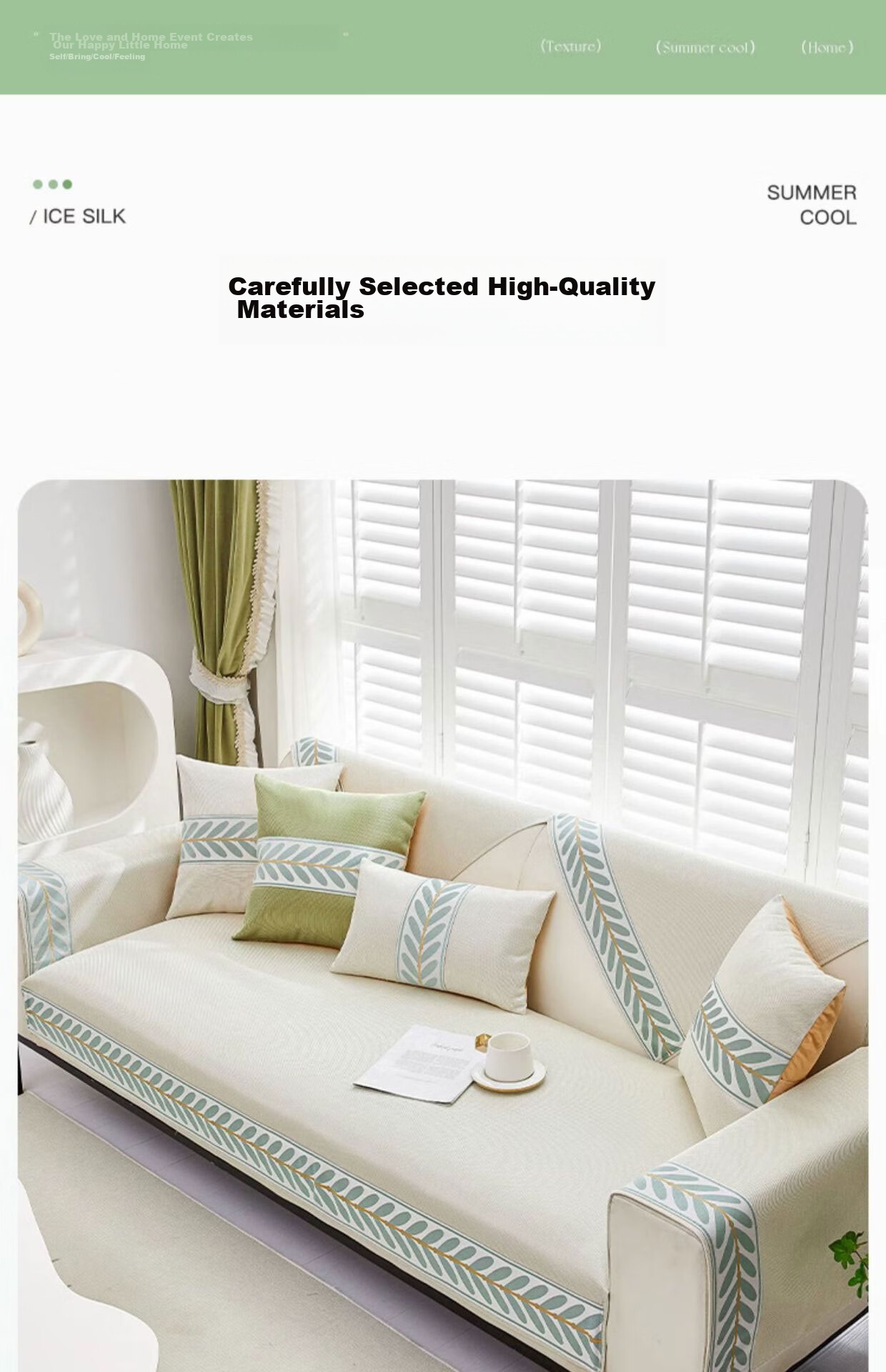Jingxun Ice Silk Cooling Sofa Cushion, Summer Cooling Mat, Non-Slip Seat Pad, Sofa Cover, Throw Blanket, 90*240cm 11