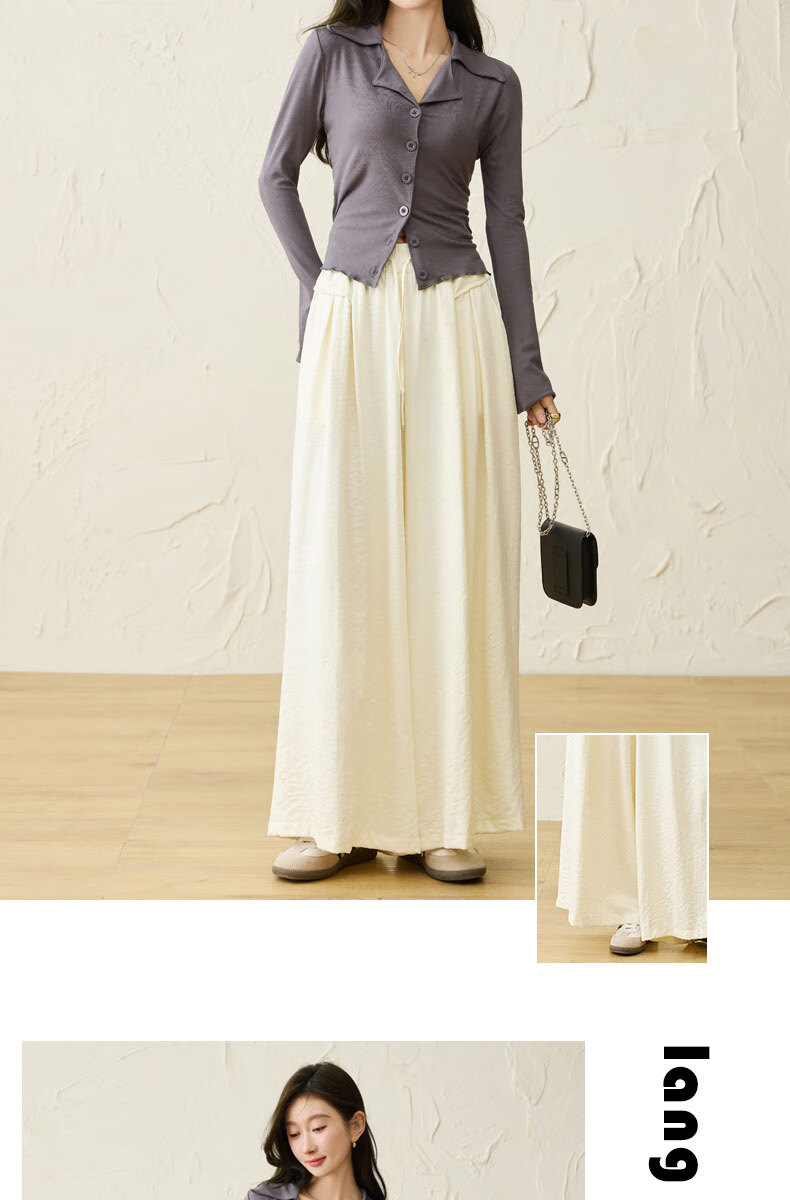Langsha Ice Silk Quick-Dry Wide-Leg Cropped Pants for Women, Summer 2026 Thin High-Waist Slimming Mid-Length Pants, Draping Casual Skirt Shorts 16