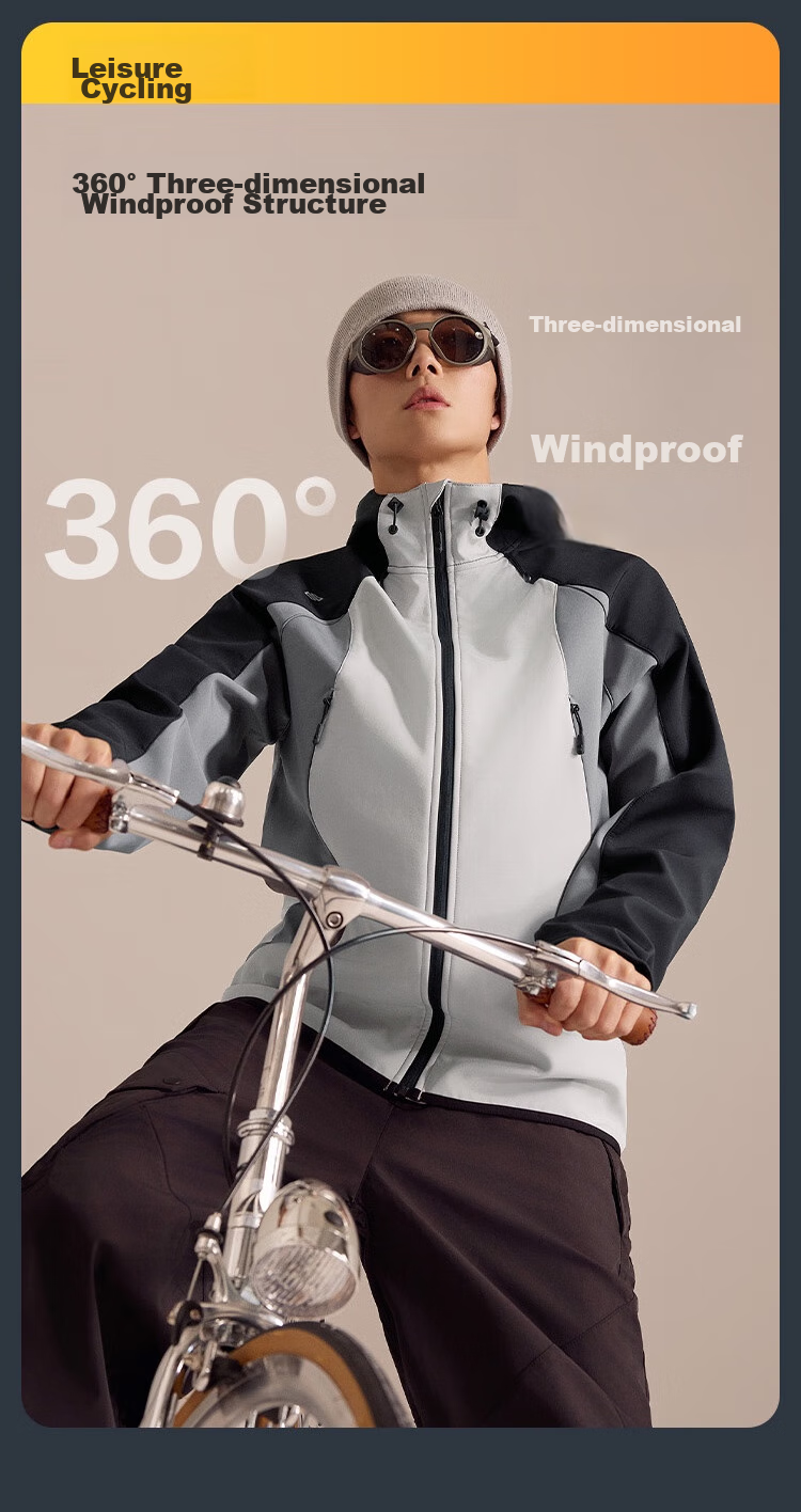 JD Original Outdoor Windproof Breathable Anti-Static Waterproof Ultra-Wear Soft Shell Jacket for Men, Obsidian Black, Size S 9