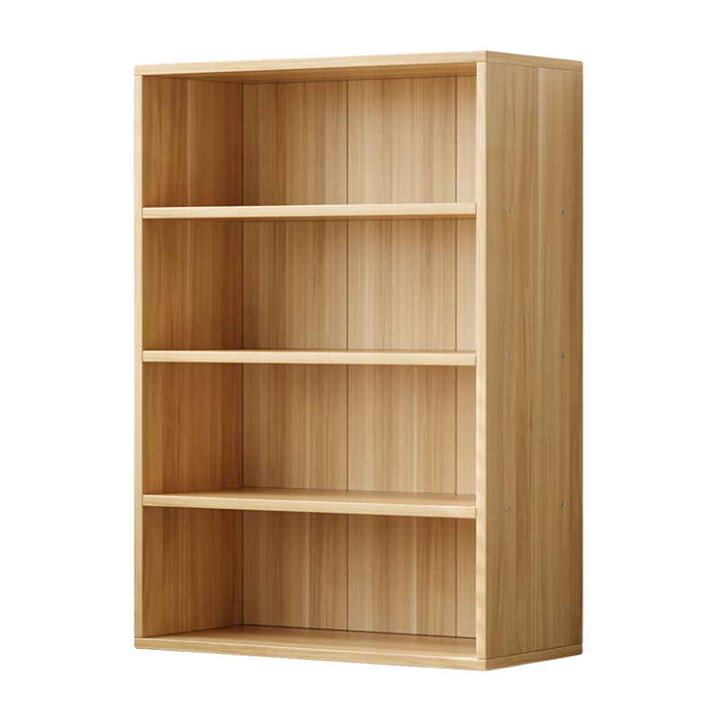 KULIN Floor-Standing Simple Bookshelf, Multi-Tier Storage Rack, Living Room And Bedroom Storage Cabinet, 4 Tiers, Natural Wood Color