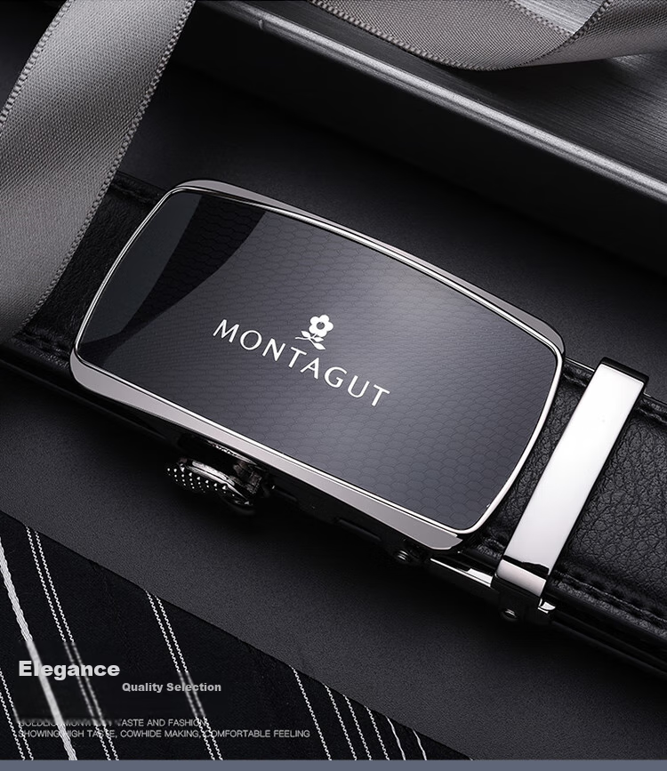 MONTAGUT Men's Belt, Men's Waistband, Men's Trouser Belt, Cowhide Automatic Buckle, Suitable for Outer Wear, Father's Day Birthday Gift for Husband 5