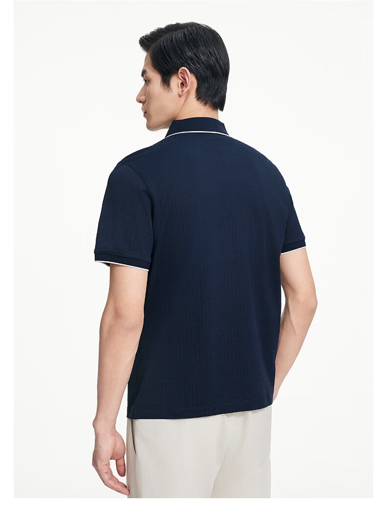 Goldlion [3A Antibacterial/Xinjiang Cotton] Summer Pure Cotton Breathable Polo Shirt Short Sleeve T-Shirt for Men, Navy Blue-95, 2XL 14