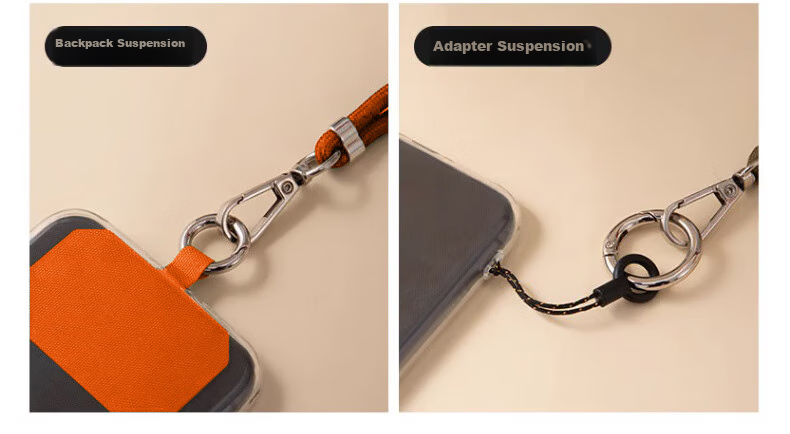Dipuer Phone Strap Neck Strap Crossbody Adjustable Retractable Anti-Loss Universal Phone Case Durable Long Style Bright Orange [Ring Holder + Clip] 8