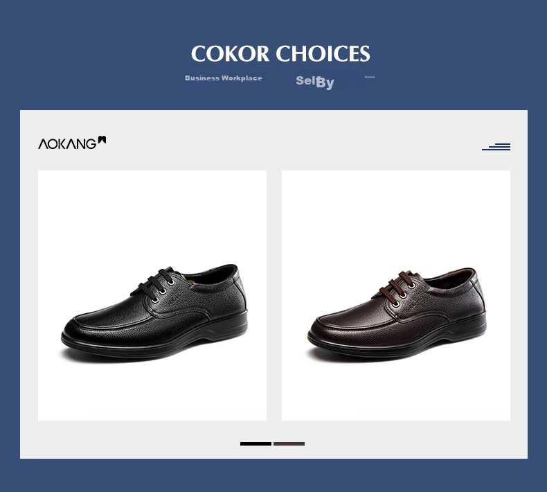 Aokang Leather Shoes for Men, Casual Business Shoes, Comfortable Work Lace-Up Formal Shoes, British Style Footwear, Black, Size 42 3