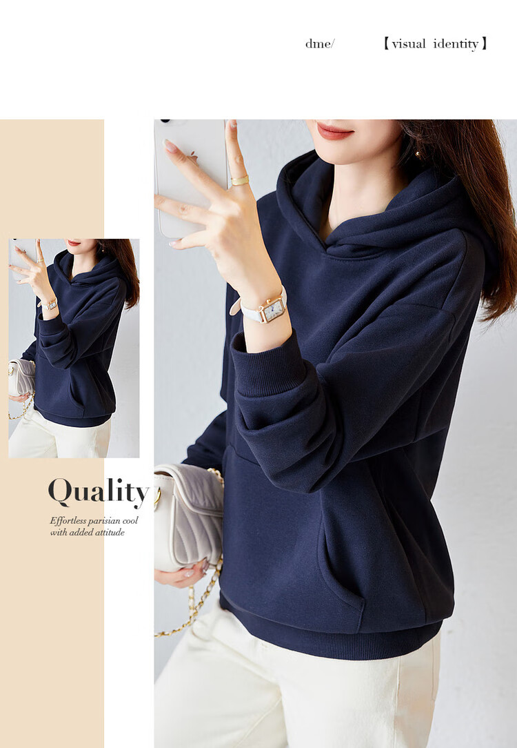Dme [Hooded Commuter] Winter Fashion Fleece-Lined Drop Shoulder Long Sleeve Pocket Commuter Sweatshirt for Women, Linen Gray, M 26