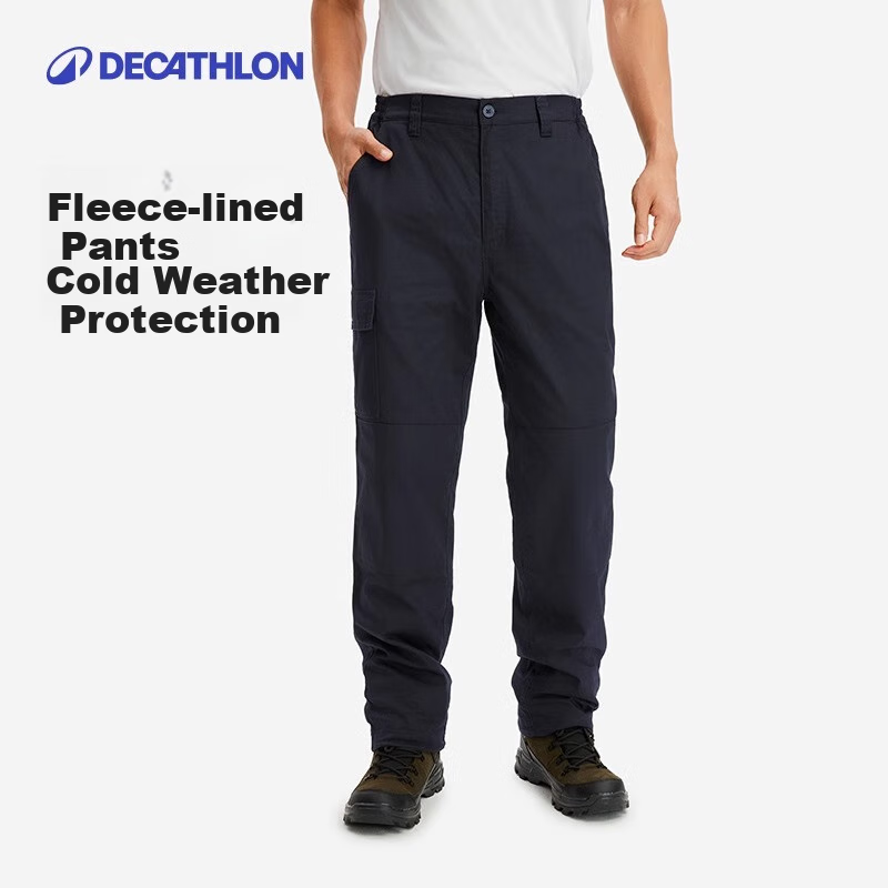 DECATHLON Outdoor Sports Casual Pants Long Trousers Workwear Men's Autumn Fleece-Lined Warm Pants Black L-4228359