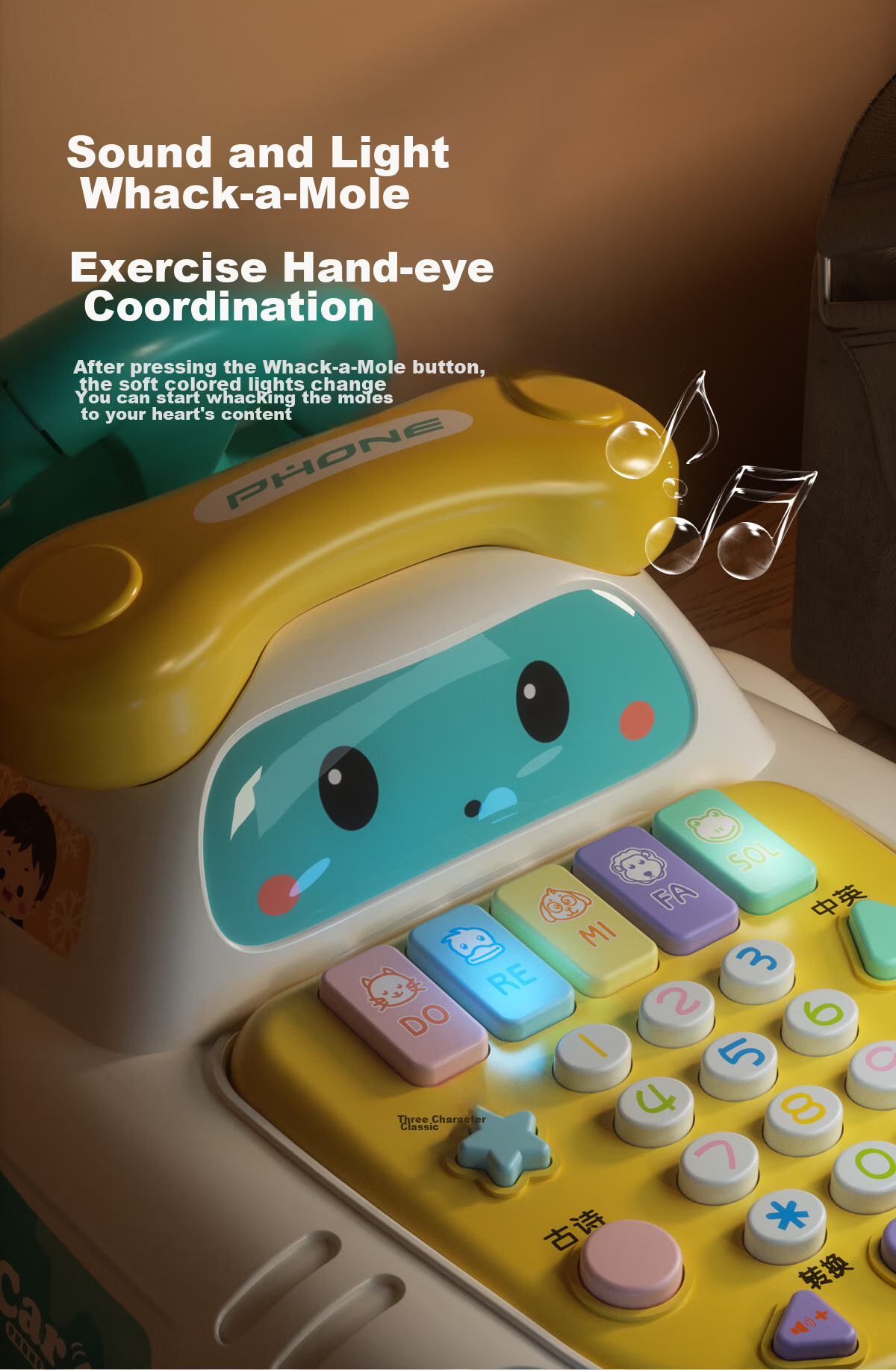 Xinge Children's Telephone Toy, Baby Early Education, Multifunctional Realistic Landline Phone, Car-Themed Birthday Gift for Toddlers 8