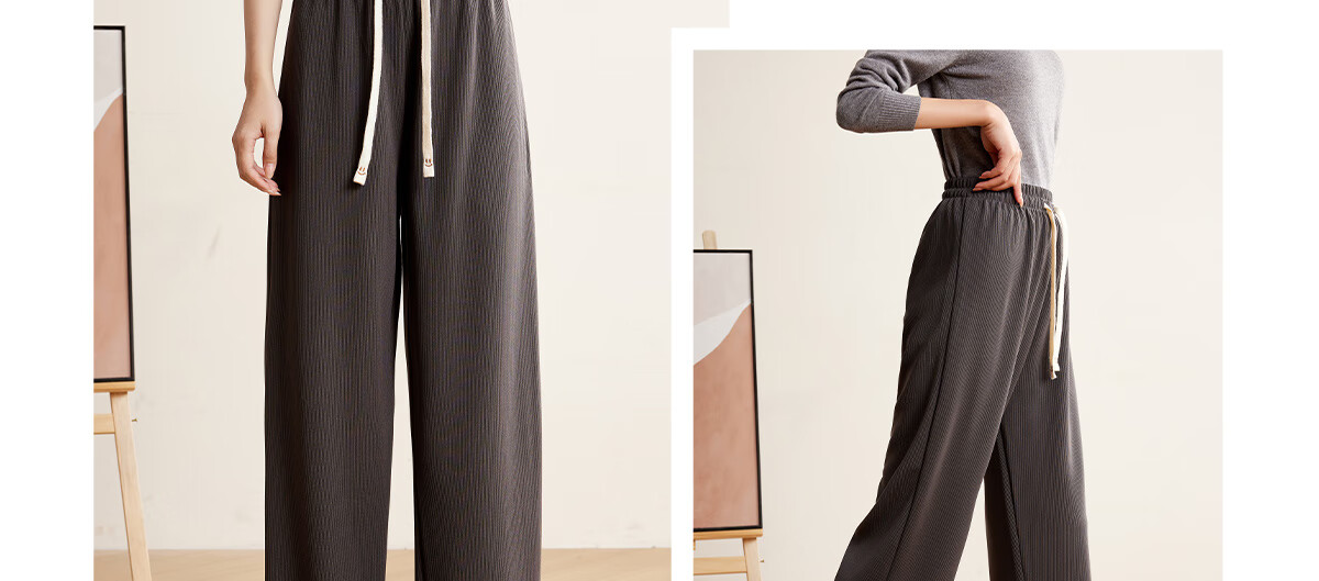 Halo Queen Women's Casual Pants, Spring And Autumn Drawstring Loose Wide-Leg Trousers, Fashionable Slimming Straight-Leg Pants H13QK5970 6