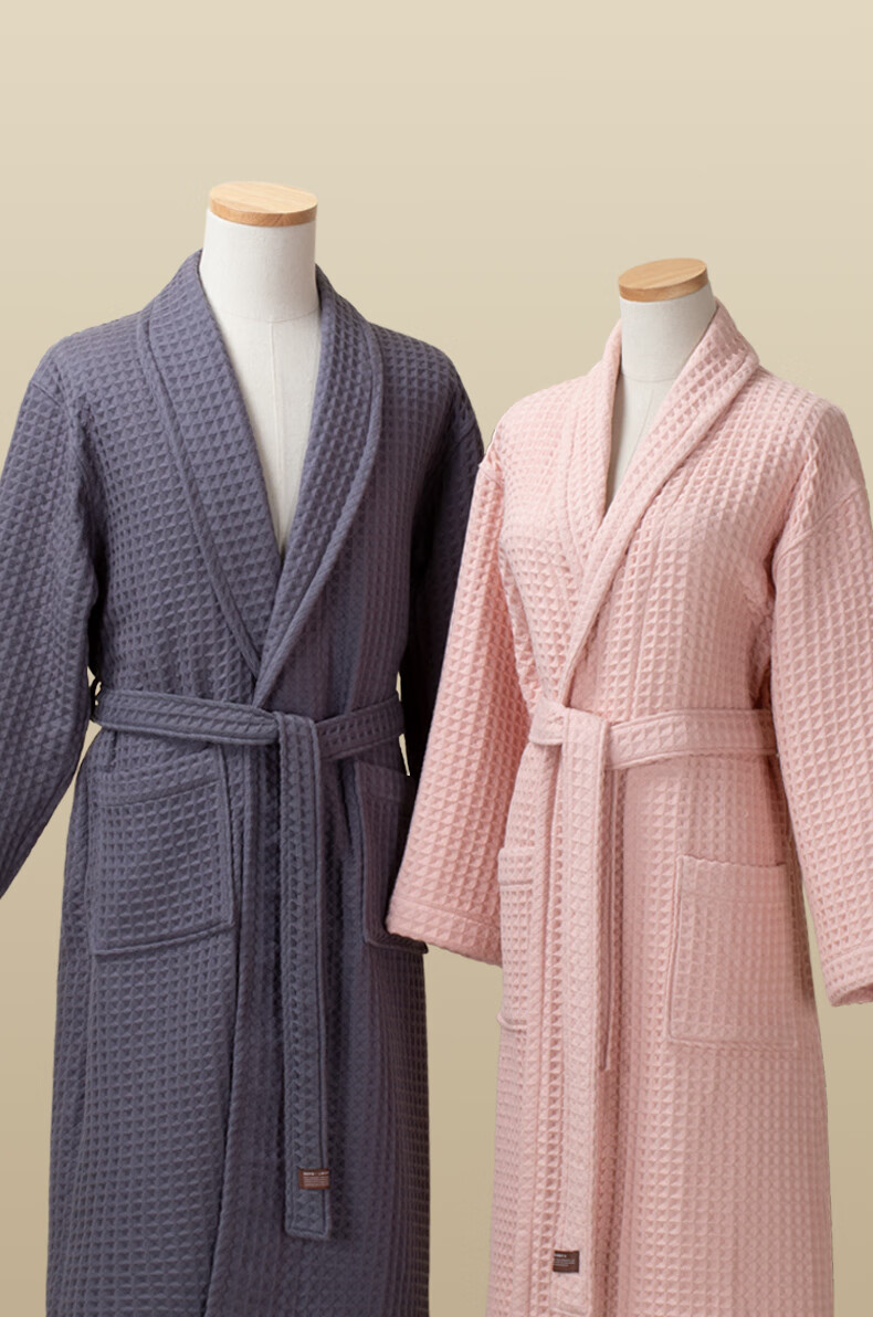 HOYO Japanese High-Quality Cotton A-Class Premium Bathrobe for Men And Women, Breathable And Absorbent Sleepwear, Blue Ink, Size M 17