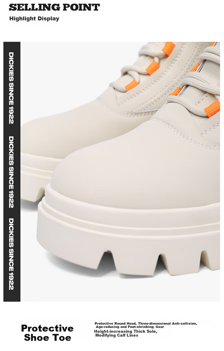 Dickies Women's Snow Boots, Women's Boots, Fleece-Lined Martin Boots, Thickened Warm Cotton Boots, High-Top Casual Boots, Beige, Size 39 4