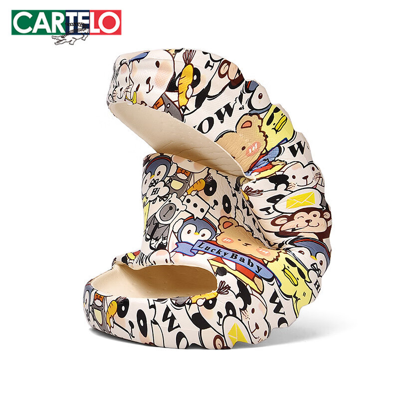 CARTELO Women's Slippers with Squishy Feel, Home Slippers, Slide Sandals, Bathroom Slippers, Women's Shoes 0824 Animal Park 36-37
