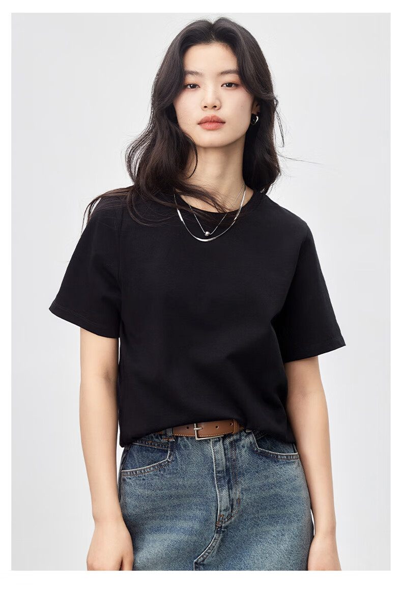Ziyouxi 7A Grade Antibacterial Pure Cotton Heavyweight T-Shirt, 2026 New Style, Black Trendy Loose Casual White Short-Sleeve Women's Summer T-Shirt 17