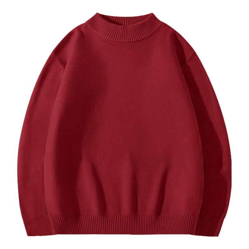 JEANSWEST LIFE Men's Knitted Sweater, Autumn And Winter Thick Warm Sweater, Solid Color Simple Style, Student Semi-Turtleneck, Thermal Inner Layer, Trendy