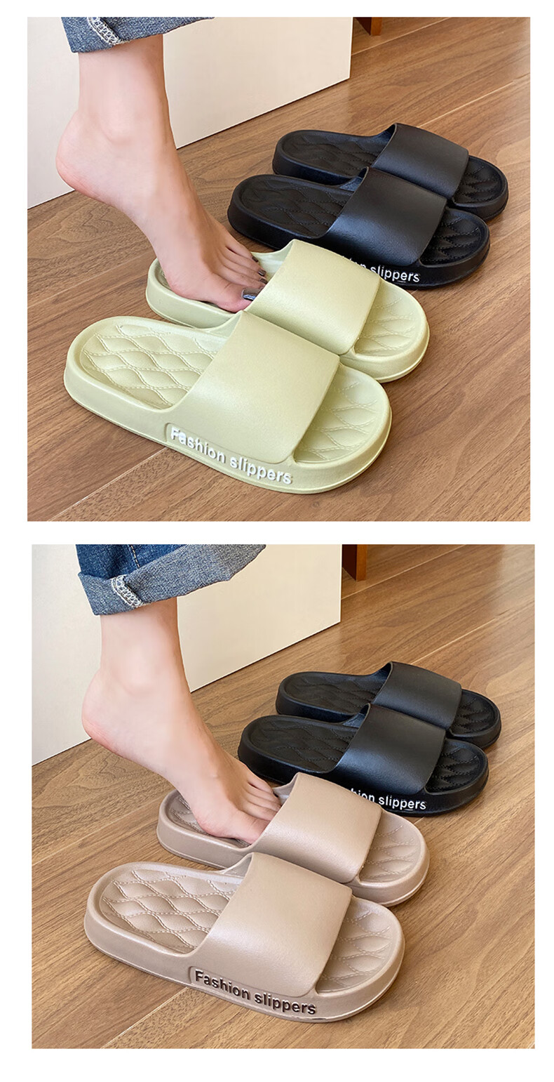 IQGD Slippers for Men And Women, Soft-Soled Floor Slippers, Non-Slip Bathroom Slippers for Couples, Home Use, 1819 Black, Size 42-43 2