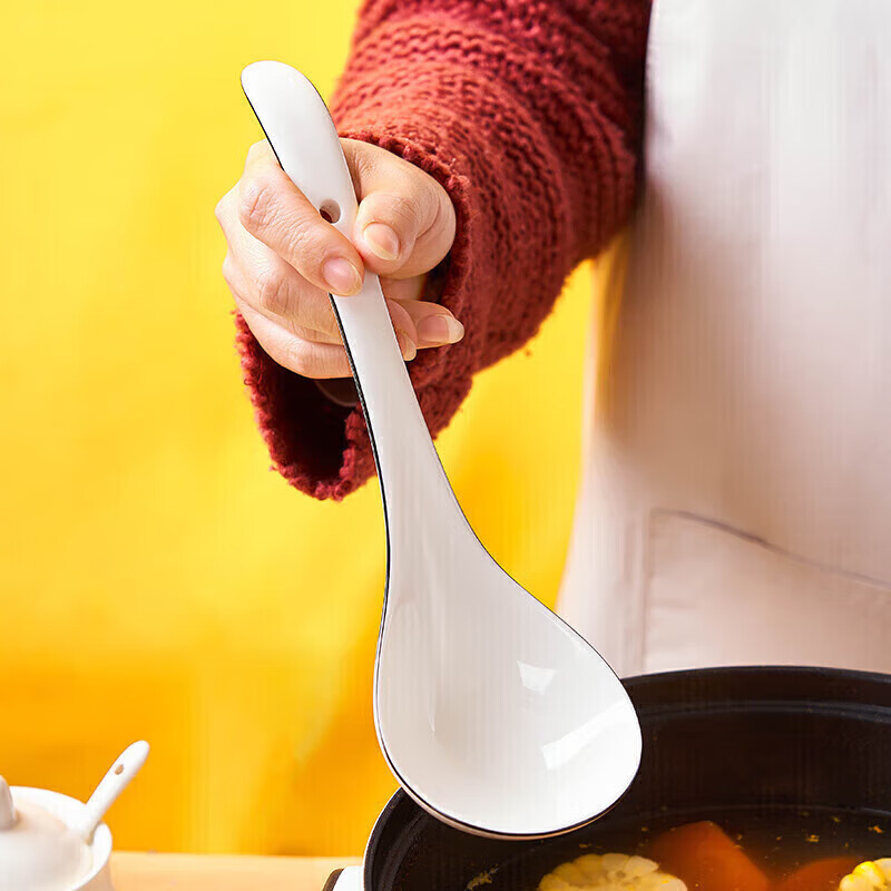 Youlaifu Ceramic Large Soup Ladle, Rice Spoon, Individual Serving Spoon, Hot Pot And Casserole Spoon, Porridge Spoon, Soup Ladle, Tablespoon, Extra Large Size