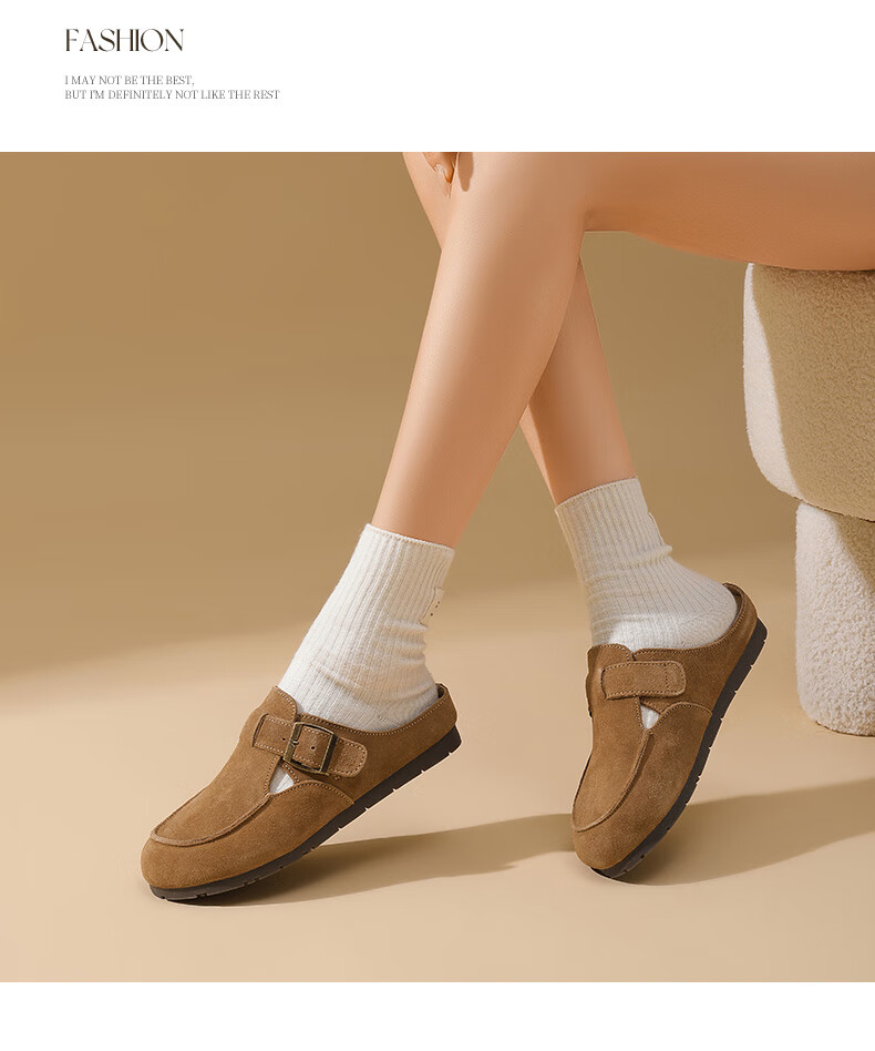 DAPHNE Women's Closed-Toe Mules, Summer Outdoor Wear, 2025 Thick-Soled Comfortable Slip-On Soft-Bottom Women's Shoes, Khaki, Size 37 4