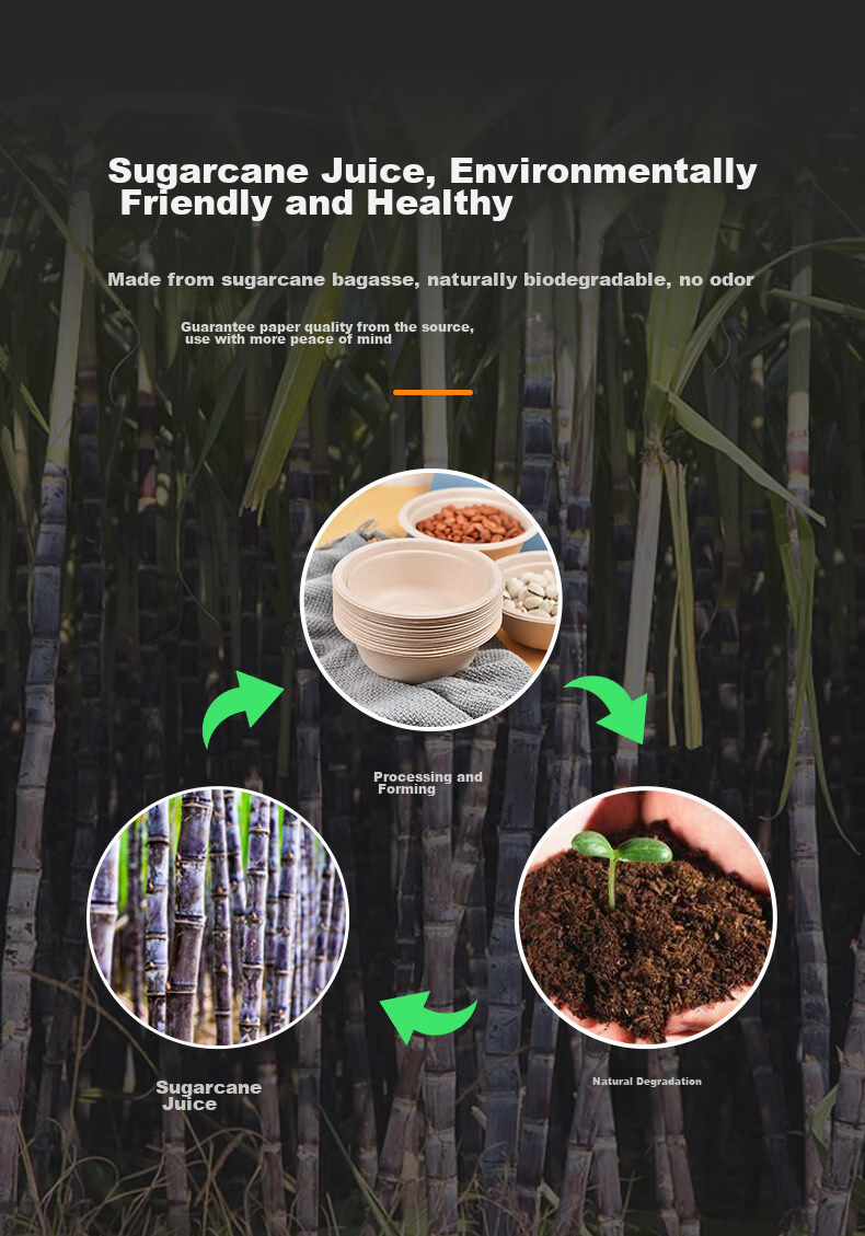 Xingfang Disposable Bowls And Chopsticks, Thickened Biodegradable Paper Bowls, Small Soup Bowls, Hot Pot Bowls, Picnic Plates, Sugarcane Pulp, 220ml*50 Pieces 4