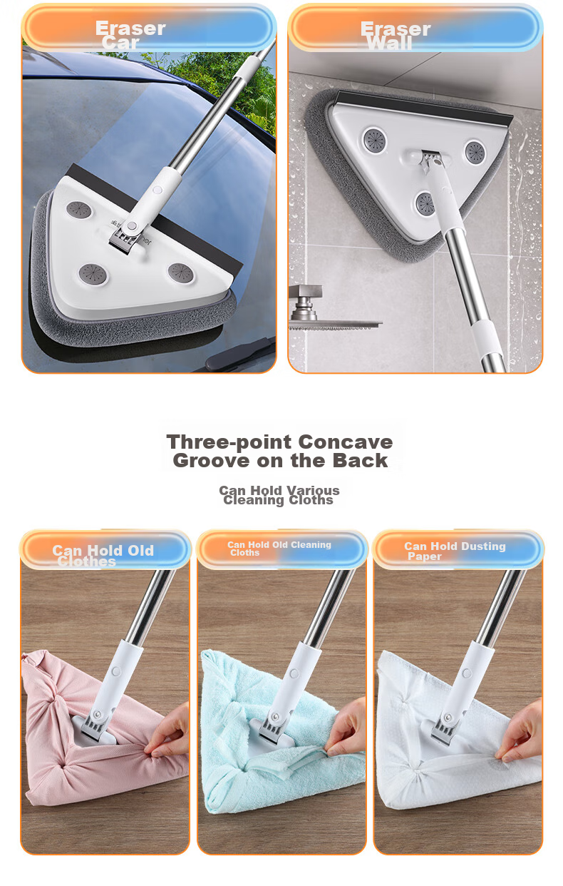 Jiabangshou Triangle Glass Cleaner, 2025 Model, for Home Use, Ceiling Cleaner, Cabinet And Wall Cleaner, Cleaning Tool, All-In *2 Pieces of Cloth 11