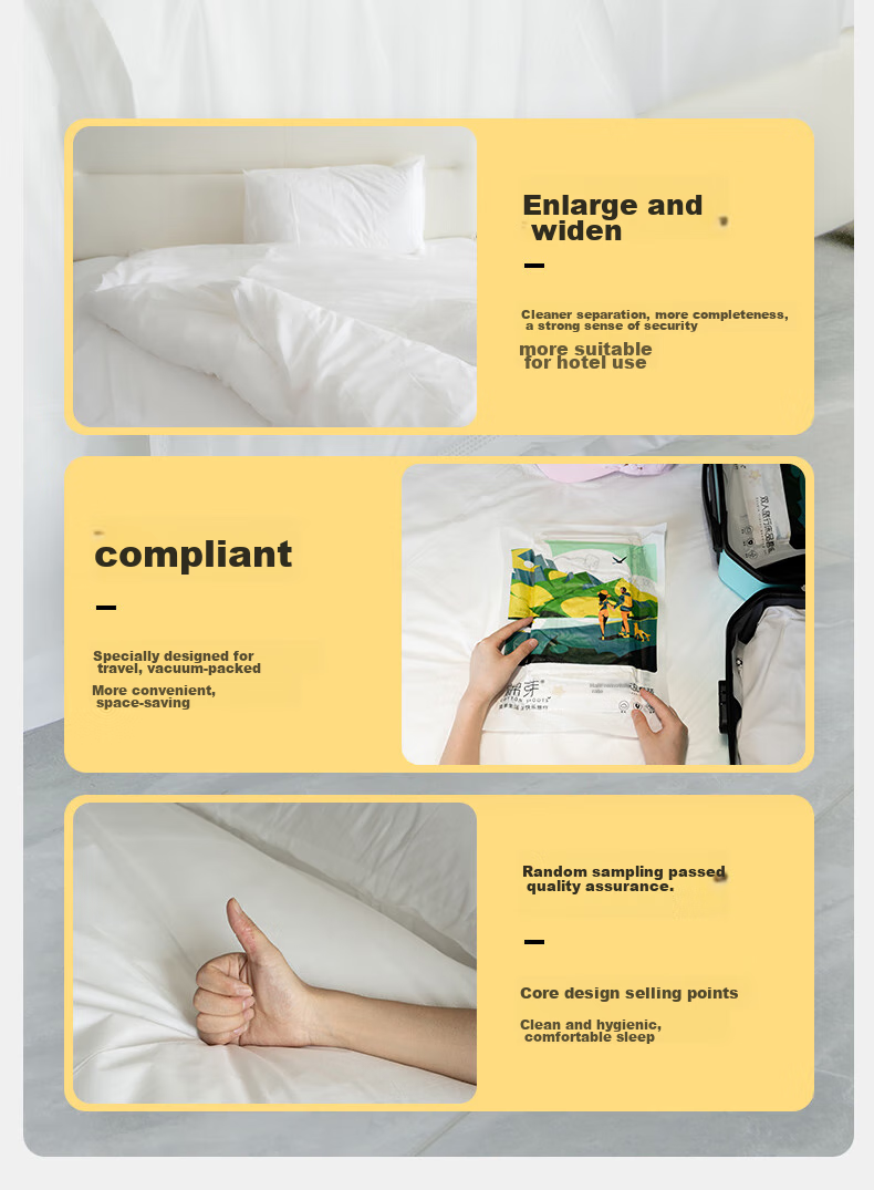 COTTON SHOOTS Disposable Bed Sheet Pillowcase Duvet Cover Travel Portable Bedding Set Thickened Dirt-Proof White Single Bed Three-Piece Set 3
