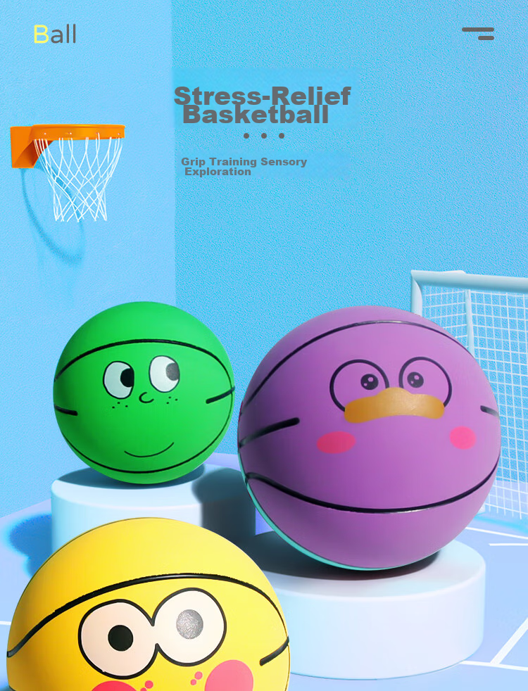 TaTanice Elastic Ball Toy, Outdoor Rubber Bouncy Ball, Hand-Grabbing Pat Ball, Mini Basketball, Leather Ball, Children's Birthday Gift 1